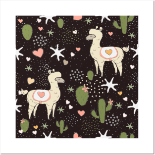 Alpaca Pattern Posters and Art